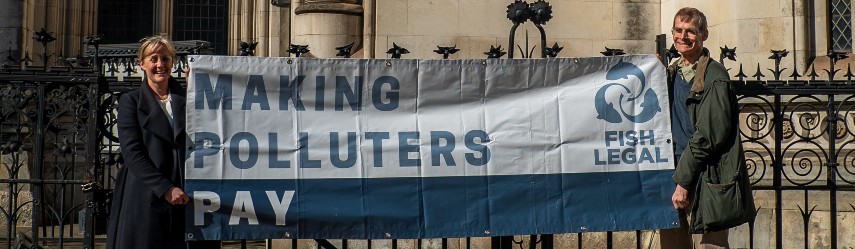 Fish Legal banner outside Royal Court